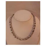 Signed Trifari Silver Tone Leaf Necklace