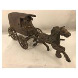 Cast Iron Mechanical Horse Carriage Buggy Toy