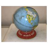 Vintage Ohio Art Co 5-inch Litho Tin Globe Bank