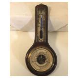 Antique 1920ï¿½s Blue Glass Thermometer Barometer