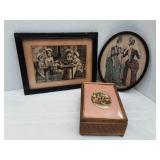 Vintage Jewelry Box & Framed Prints