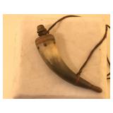 Rustic 8-inch Hand Carved Powder Horn