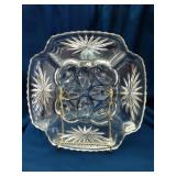Early American Presscut Glass Egg Platter