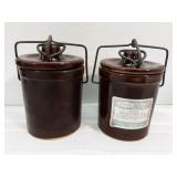 Vintage Brown Drip Stoneware Crocks