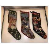 Vintage Handmade Needlepoint Christmas Stockings