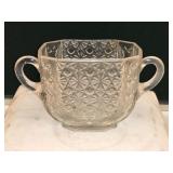 Mid-Century Glass Daisy Button Open Sugar Bowl