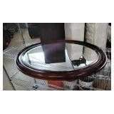 Oval Beveled Mirror in Wood Fram