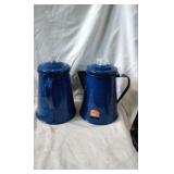 (2) GSI Pioneer Enamelware 9 Cup Percolators