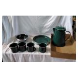 12Pc Pioneer Enamelware Tableset in Green