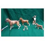 Ceramic Boxer Dog Figurines (5)