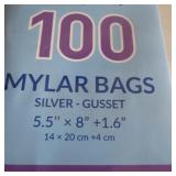 Silver standing Mylar bags 50 bags / 100 each