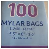 Silver standing mylar bags 100 bags / 100 each