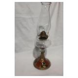 Reverse Painted Flowers Oil Lamp