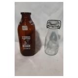 Miller Bros Amber Milk Bottle