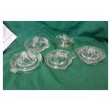 5 Vintage Clear Glass Juicers