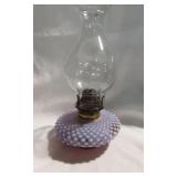 Cranberry Hobnail Oil Lamp