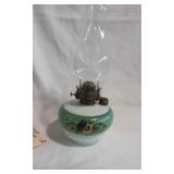 Milk Glass Oil Lamp with Floral Wrap