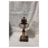 Reverse Painted Heron Oil Lamp