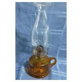 Ribbed Amber Glass Oil Lamp