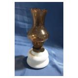 Milk Glass Oil Lamp, Miniature