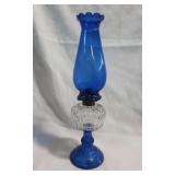 Cobalt Blue/Clear Glass Oil Lamp