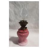 Victorian Pink Glass Oil Lamp