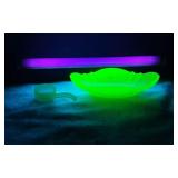 Satin Glass Dish with Ladle