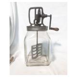 Antique 4qt Glass Butter Churn