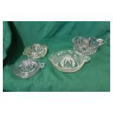 4 Vintage Clear Glass Juicer/Reamers