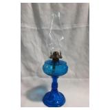 Hemingray 2-Tone Blue Oil Lamp