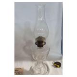 Antique Clear Glass Pedestal Oil Lamp