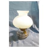 Clear Glass Oil Lamp with Milk Glass Shade