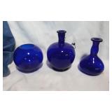 Cobalt Blue Vases and Bowl