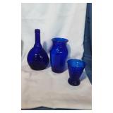 Cobalt Glass Bottle and Vases