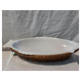 Glasbake Fish Serving Platter in Basket