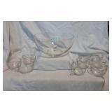 Vintage Punchbowl and 9 Punch Cups