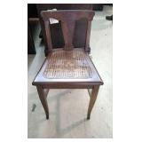 Antique Wooden Dining Chair with Cane Seat