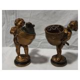 Antique 2 Piece Cherub Lighter Set
