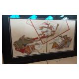 Vintage Japanese Screen Printed art (3 in frame)