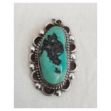 Navajo Sterling Pendant with Turquoise Stone