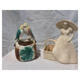 Vintage Belle & Parakeet Pottery Planters