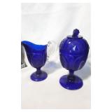 Vintage MMA Cobalt Creamer and Sugar Bowl