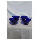 Set of 4 Short Stem Cobalt Sherbet Bowls