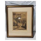 Harry Shokler "New England Road" Etching