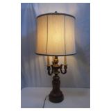 Mid Century Brass And Wood Table lamp