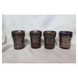 Northwood "Peacock/Fountain" Amethyst Glass Cups