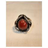 Navajo Sterling Red Coral Wrap Ring