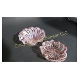 2 piece Murano Latticino Zanfirico Pink Ribbons