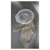 Imperial Pressed Glass Pickle Dish &  girl plate