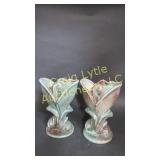 2 piece Gonder pottery, flower vase